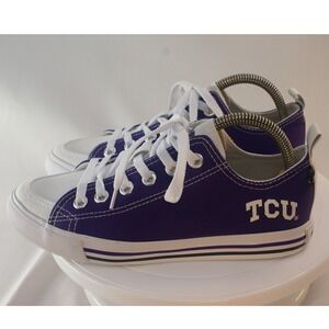 SKICKS TCU Horned Frogs Canvas Sneakers Purple White Low Top Game Day Shoes W 7